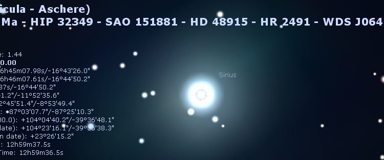 sirius in stellarium