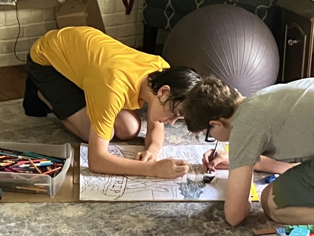 Boys coloring poster
